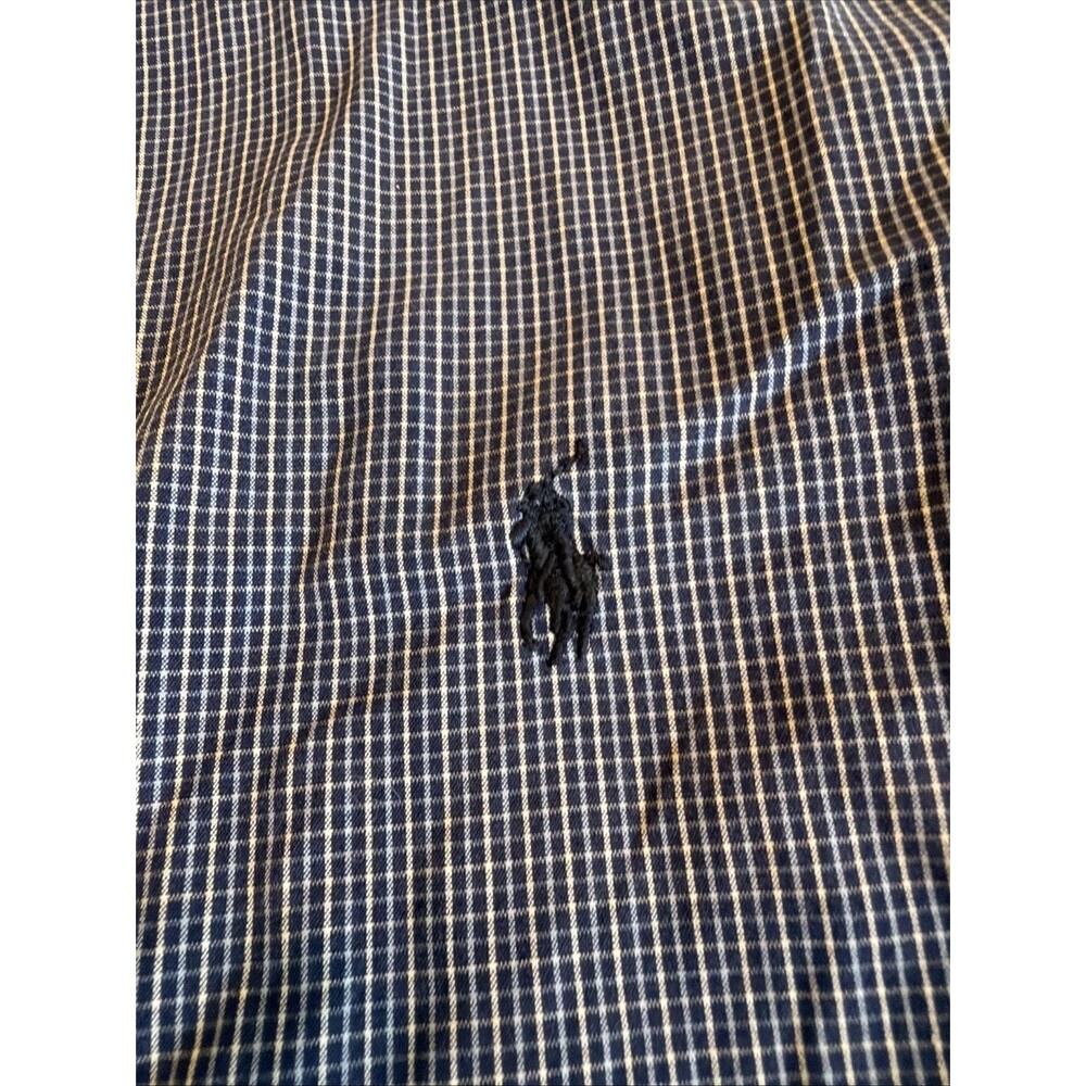 Vintage Ralph Lauren Blake Shirt M Blue Plaid Short Sleeve 100% Cotton 90s - Picture 3 of 6